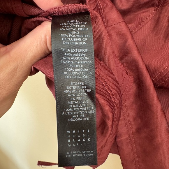 NWT WHITE HOUSE BLACK MARKET Utility Jacket Maroon Brandied Cherry Size 00 XXS - Picture 9 of 10